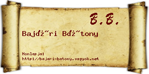 Bajári Bátony névjegykártya